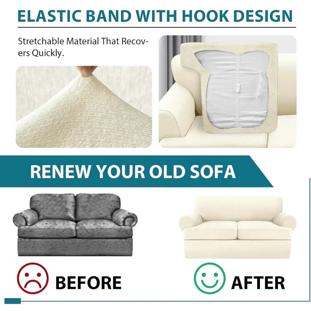 molasofa Leather Look T-Cushion Loveseat Slipcover with 2 Individual covers
